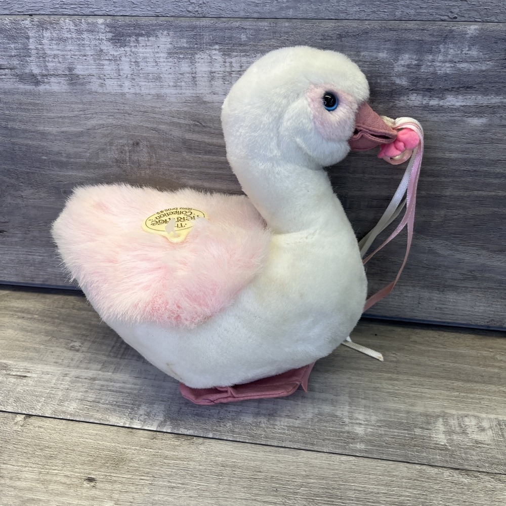 GANZ Heritage Collection Cygnet Swan Plush White Pink Vintage 80s
